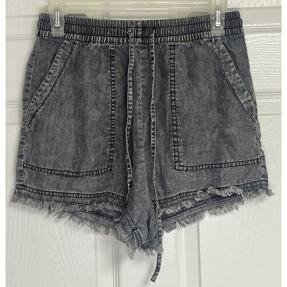Hem & Thread Boho Shorts Grey Size Small NWT Pockets Tencel Summer Travel - Picture 1 of 8